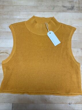 By Together Mustard Ribbed Mock Neck Cropped Tank